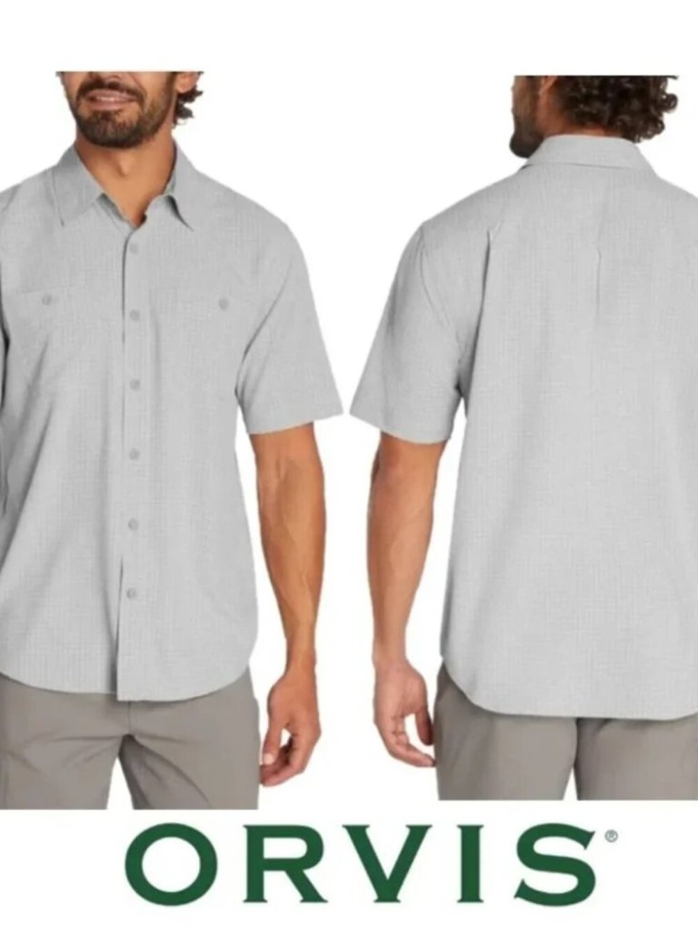 NWT Orvis Men's Short Sleeve Woven Shirt, UPF 30, Grey, Size Small
